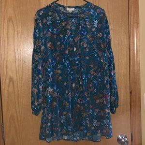 Blue floral shift dress